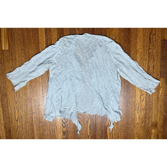 EILEEN FISHER Gray Cotton Open Front Ruffle Cardigan Top  Women's Plus Size 2X - Picture 7 of 10